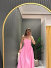 PEMBE STRAPLEZ ELBİSE