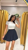 PİLELİ LACİVERT ŞORT ETEK