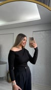 SİYAH ÇAPRAZ KOL BLUZ 