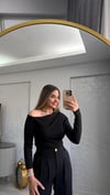 SİYAH ÇAPRAZ KOL BLUZ 