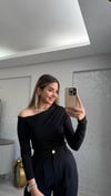 SİYAH ÇAPRAZ KOL BLUZ 