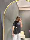 SİYAH GOLD DÜĞMELİ T-SHİRT 