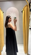 SİYAH İP ASKILI ELBİSE 
