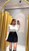 SİYAH KEMERLİ PİLELİ ŞORT ETEK 