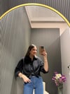 SİYAH MODAL ÇİZGİLİ GÖMLEK 