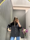 SİYAH MODAL ÇİZGİLİ GÖMLEK 