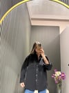 SİYAH MODAL ÇİZGİLİ GÖMLEK 