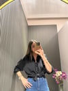 SİYAH MODAL ÇİZGİLİ GÖMLEK 