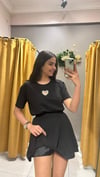 SİYAH PİLELİ ŞORT ETEK 