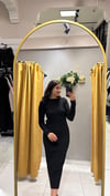 SİYAH TRİKO KAYIK YAKA ELBİSE