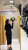 SİYAH TRİKO KAYIK YAKA ELBİSE