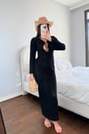  HALKA DETAYLLI SİYAH AJURLU ELBİSE