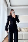 ARKASI AÇIK CROP CEKET TAKIM-SİYAH
