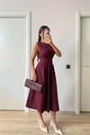 BELDEN OTURTMALI ELBİSE BORDO