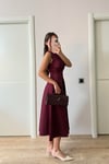 BELDEN OTURTMALI ELBİSE BORDO