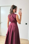 BELDEN OTURTMALI ELBİSE BORDO