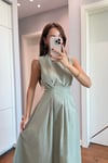 BELDEN OTURTMALI ELBİSE YEŞİL