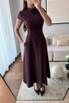 BELDEN OTURTMALI MAXİ ELBİSE-BORDO