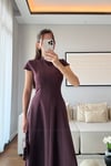 BELDEN OTURTMALI MAXİ ELBİSE-BORDO