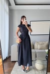 BELDEN OTURTMALI PUANTİYE DESEN ELBİSE-LACİVERT