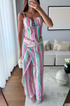 ÇİZGİLİ KETEN KORSE PANTOLON TAKIM