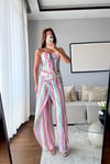 ÇİZGİLİ KETEN KORSE PANTOLON TAKIM