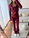 CROP ATLETLİ İSPANYOL PAÇA PANTOLON 3'LÜ TAKIM-BORDO