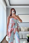 DESENLİ ASKILI BLUZ PANTOLON TAKIM