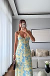 DESENLİ ŞİFON ELBİSE-SARI