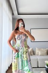 DESENLİ STRAPLEZ DETAYLI TULUM