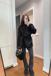 DİK YAKA BELİ KUŞAKLI KAŞE CEKET