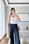 DÖKÜMLÜ EŞARP PANTOLON-LACİVERT