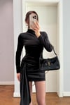 DRAPE DETAYLI KADİFE MİNİ ELBİSE