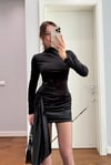 DRAPE DETAYLI KADİFE MİNİ ELBİSE