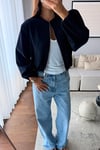 FERMUARLI BOMBER CEKET-LACİVERT