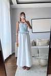 FIRFIRLI ASKILI BÜSTİYER BLUZ-MAVİ