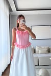 FIRFIRLI ASKILI BÜSTİYER BLUZ-PEMBE
