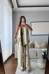 FULARLI STRAPLEZ SATEN TAKIM-YEŞİL