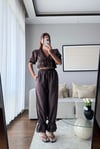 GÜPÜR DETAYLI CROPLU VUAL TAKIM-KAHVE