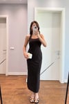 HAKTER YAKA TOPARLAYICI ELBİSE-KAHVE 