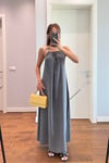 HALTER YAKA ARKA DEKOLTELİ TENSEL ELBİSE