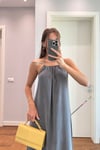HALTER YAKA ARKA DEKOLTELİ TENSEL ELBİSE
