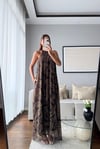 HALTER YAKA DESENLİ TÜL ELBİSE