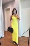 HALTER YAKA SARI ELBİSE