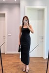 HALTER YAKA TOPARLAYICI ELBİSE-SİYAH