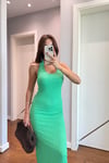 HALTER YAKA YEŞİL ELBİSE