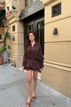 KAHVE DÖKÜMLÜ ELBİSE