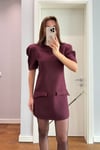 KARPUZ KOL CEPLİ ELBİSE-BORDO