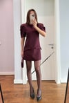 KARPUZ KOL CEPLİ ELBİSE-BORDO