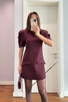 KARPUZ KOL CEPLİ ELBİSE-BORDO